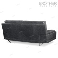 Neueste Ecke Modernes Design Schwarze Ledercouch